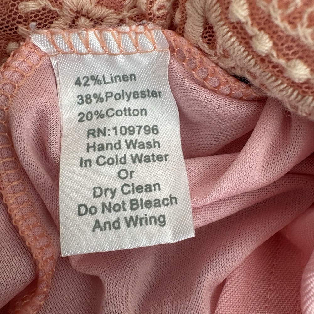 Pretty‎ Angel M Pink Lace Flowy Boho Coastal Cowgirl Linen Blend Dress Y2K - Picture 5 of 9